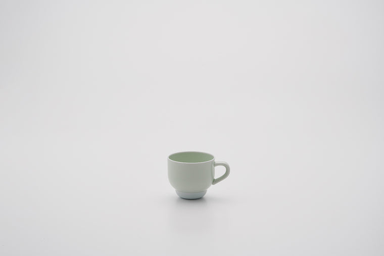 Coffee Cup with Handle / Celadon/White